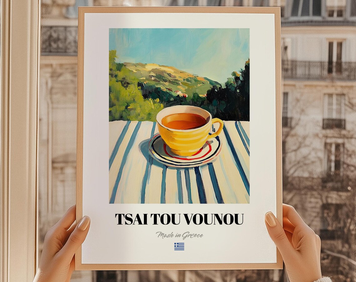 Tsai Tou Vounou Greek Mountain Tea Oil Painting Kitchen Poster