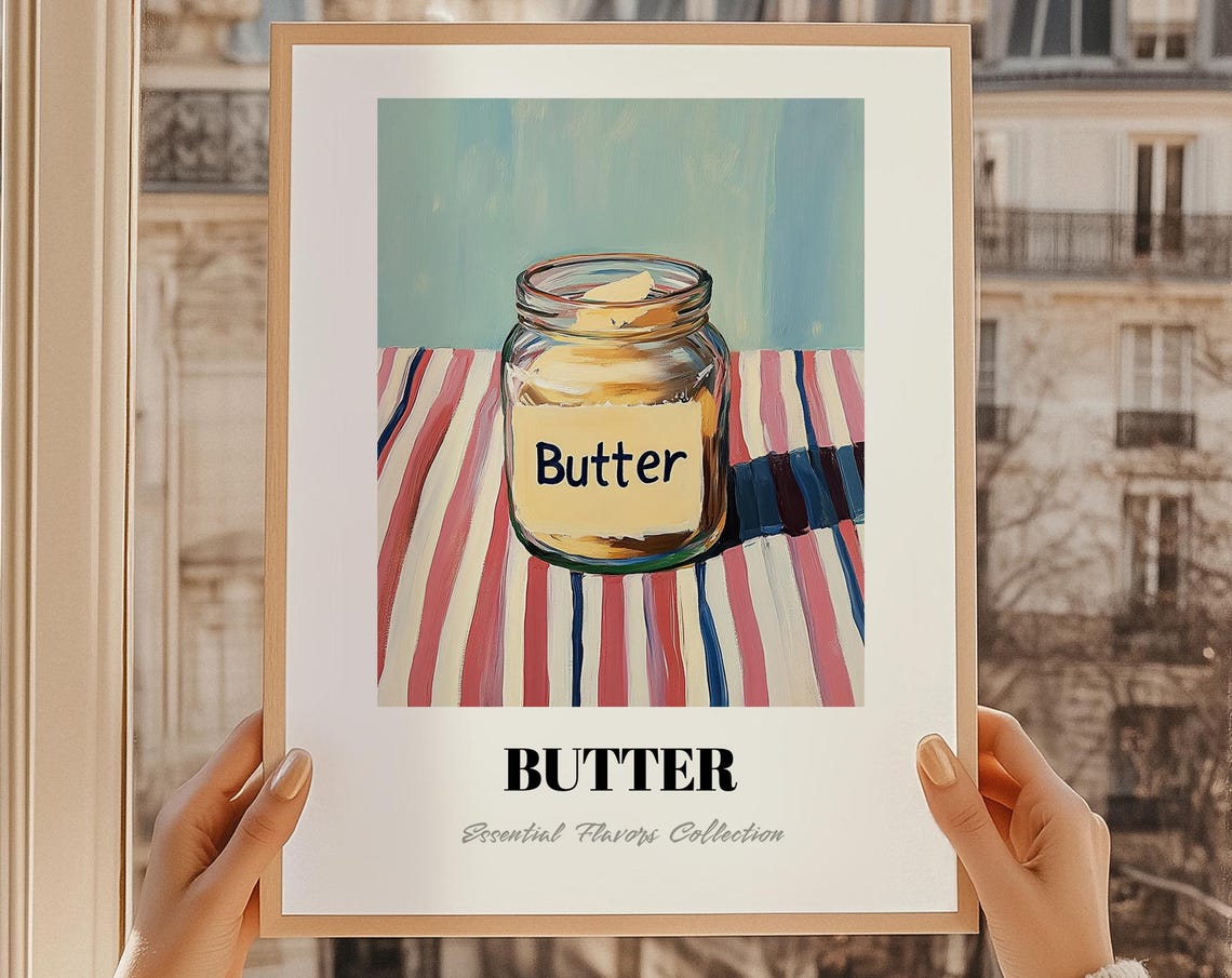 Butter Glass Jar Essential Flavors Collection Kitchen Pantry Poster