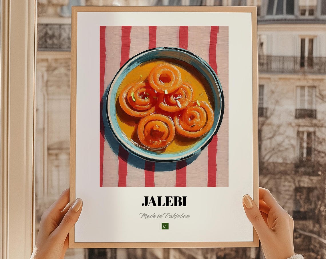 Jalebi Pakistani Crispy Syrup Spiral Sweet Painterly Cuisine Poster