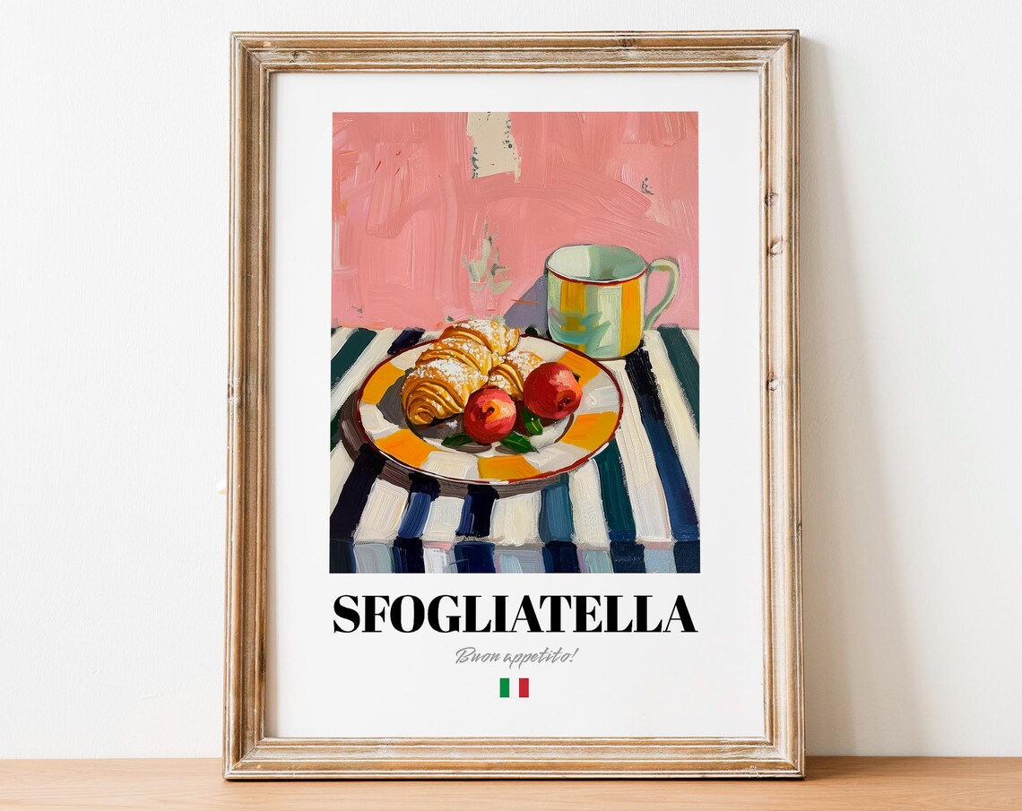 Sfogliatella Pastry Italian Dessert Still Life Oil Painting Poster
