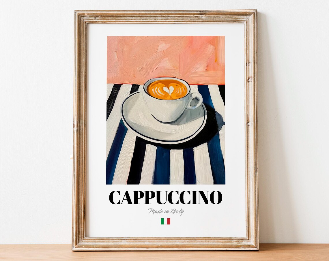 Italian Cappuccino Foam Art Print, Kitchen Wall Decor