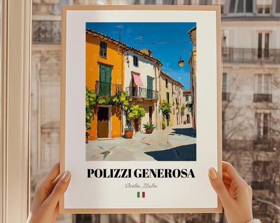 Polizzi Generosa Sicilia Italia Wall Decor Print Of An Oil Painting Reproduction Friend Gift Bedroom