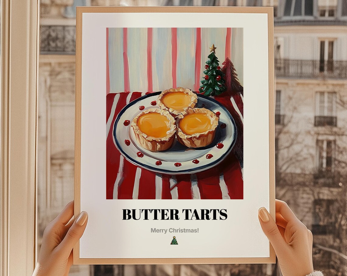 Butter Tarts Christmas Art Print, Canadian Food