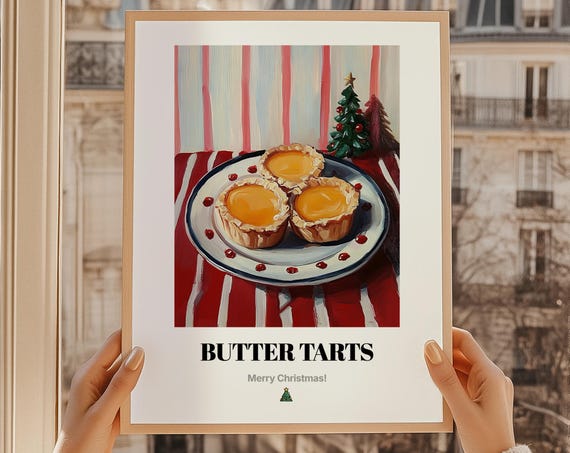 Butter Tarts Christmas Art Print, Canadian Food