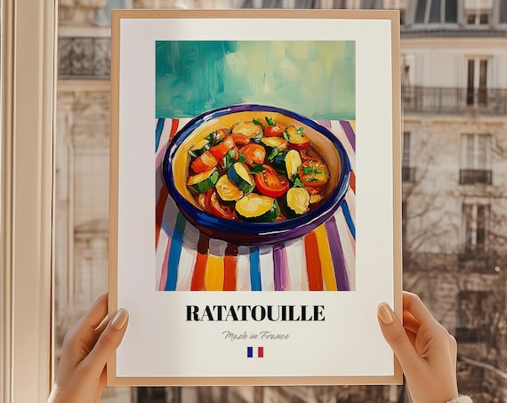 Ratatouille French Food Wall Art Poster Cuisine Outdoor Bistro Set Dining Room Print