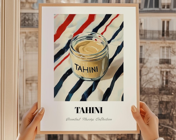 Tahini Sesame Paste Jar Essential Flavors Kitchen Pantry Wall Art