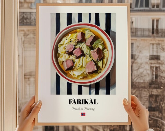 Fårikål Norwegian Lamb and Cabbage Stew Food Illustration Print