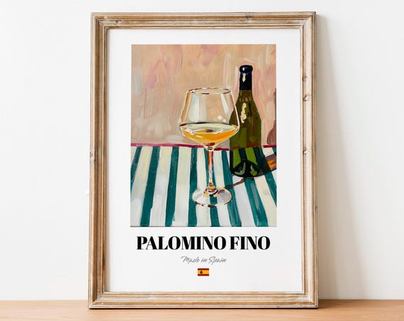 Spanish Palomino Fino Art Print Poster Sherry Grape Artwork For Bars And Cafs