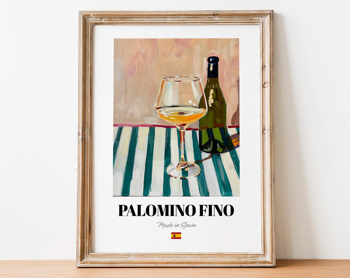 Spanish Palomino Fino Art Print Poster Sherry Grape Artwork For Bars And Cafs