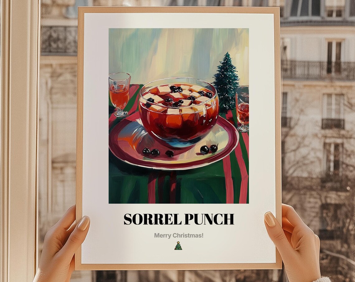 Sorrel Punch Christmas Drink Art Print, Jamaican