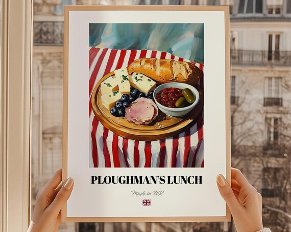 Traditional British Ploughman's Lunch Cheese Board Artwork Poster