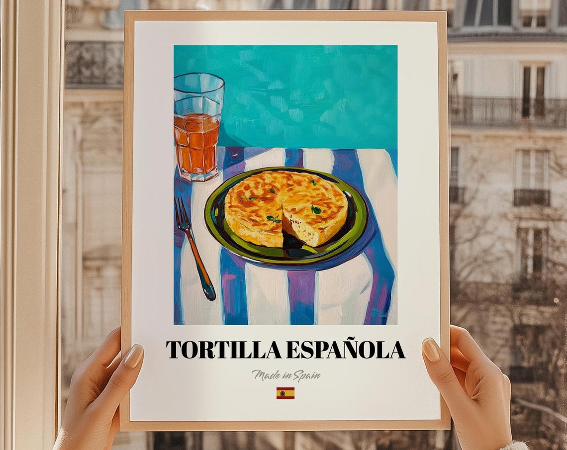 Tortilla Espaola Spanish Food Painting Dining Room Print Chef Set Hand Drawn Menu Poster