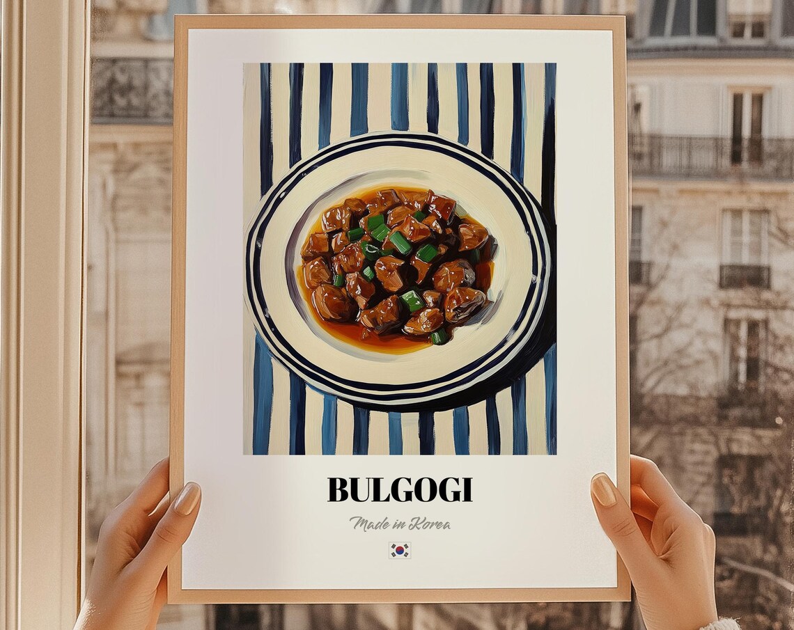 Bulgogi Wall Art Print Poster Korean Cuisine Marinated Beef Friend Gift Korea Kitchen