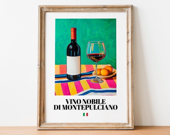 Vino Nobile Di Montepulciano Wall Art Print Poster Tuscan Wine Artwork For Homes