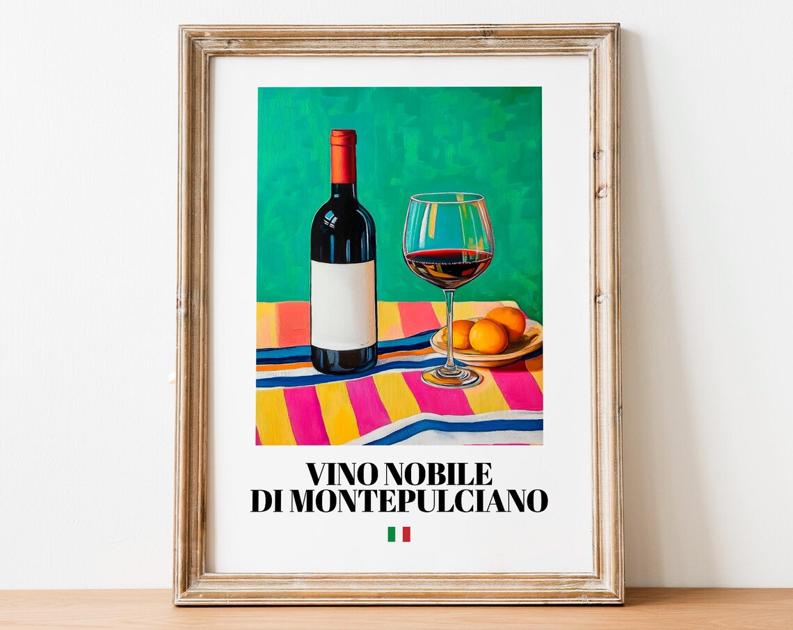 Vino Nobile Di Montepulciano Wall Art Print Poster Tuscan Wine Artwork For Homes