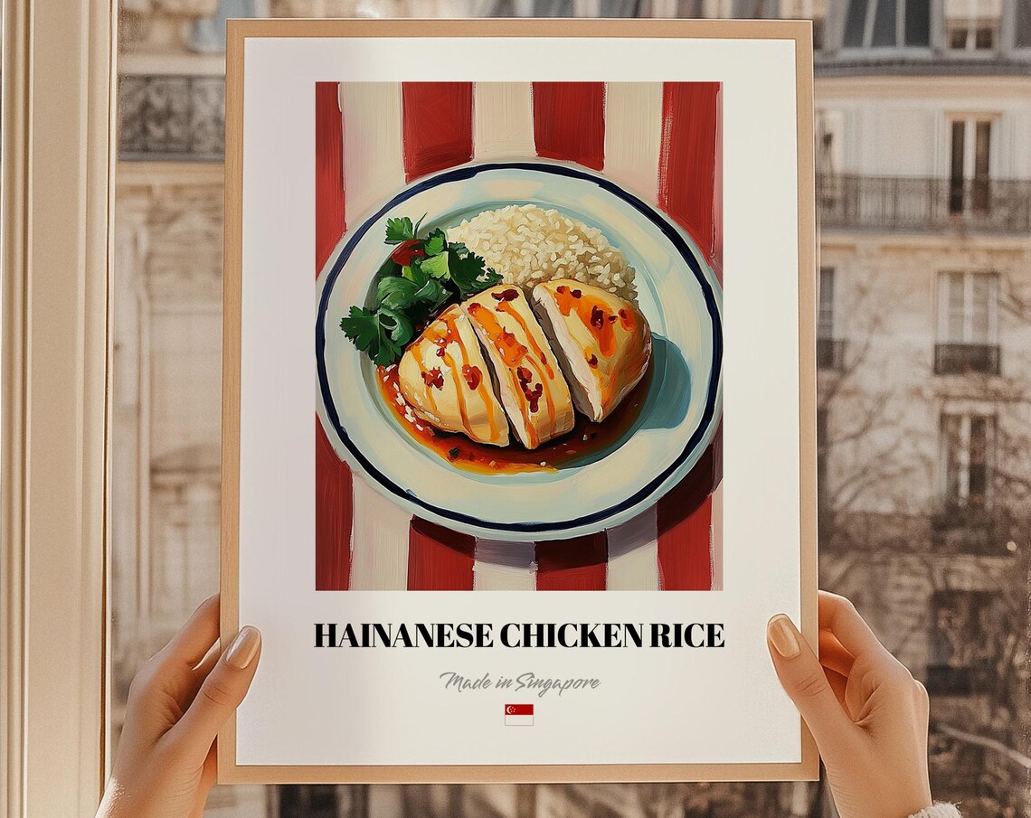 Hainanese Chicken Rice Made in Singapore Food Painting Poster