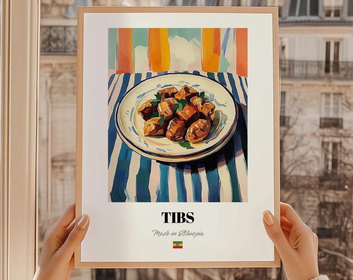 Ethiopian Tibs Sizzling Meat Traditional Recipe Kitchen Poster