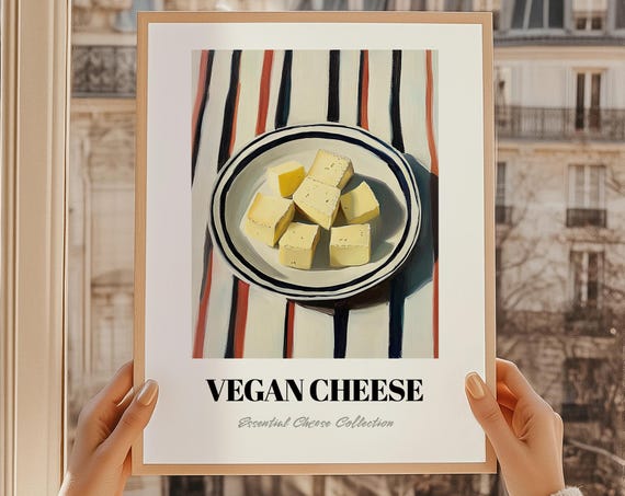 Vegan Cheese Print Pantry Wall Decor Chef Gift Restaurant Kitchen Art