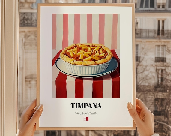 Timpana Maltese Baked Pasta Pie Cuisine Food Art Kitchen Poster