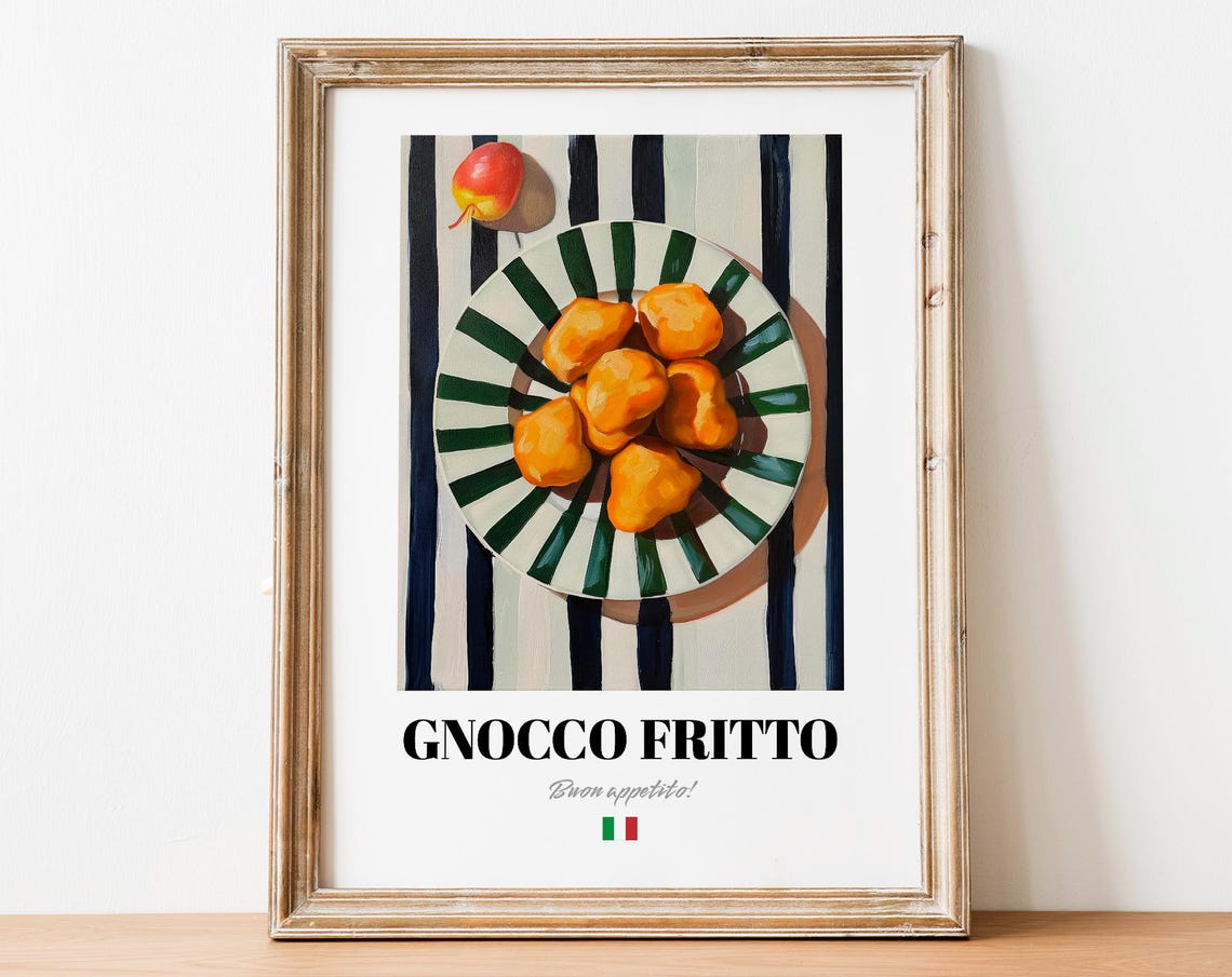 Gnocco Fritto Italian Fried Dough Painting Green Stripe Art Poster