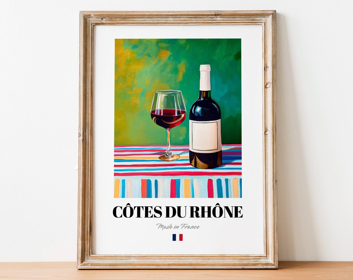 Ctes Du Rhne Wine Poster Print, Kitchen Decor