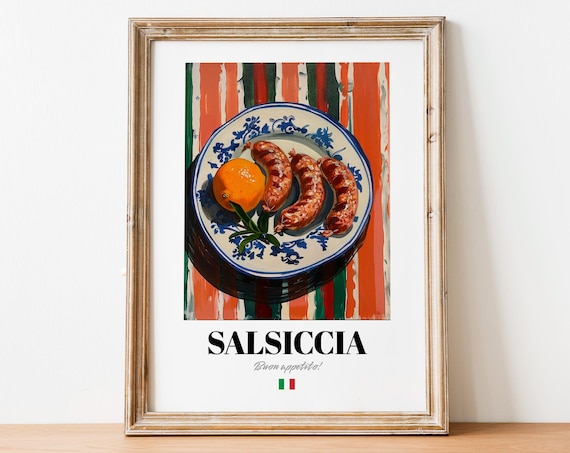 Italian Salsiccia Poster Sausage Art For Kitchen And Bistro Spaces