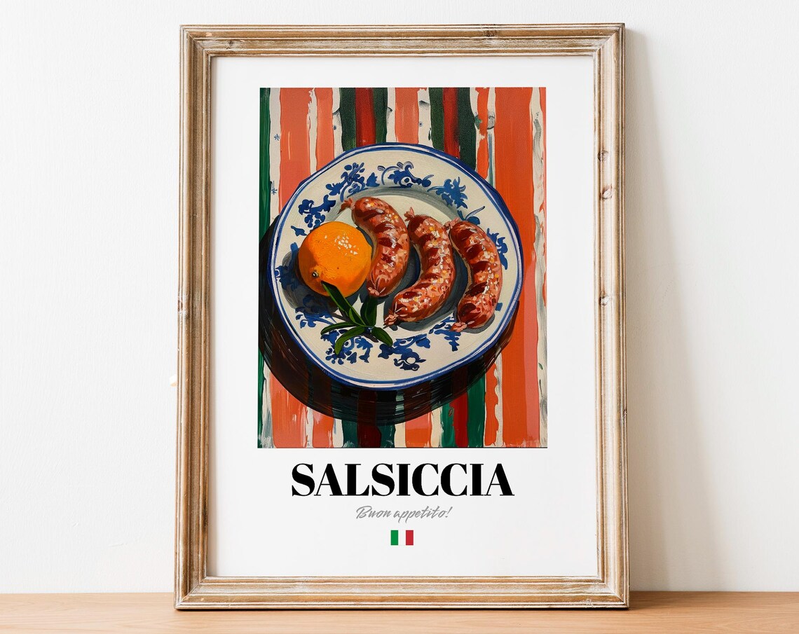 Italian Salsiccia Poster Sausage Art For Kitchen And Bistro Spaces
