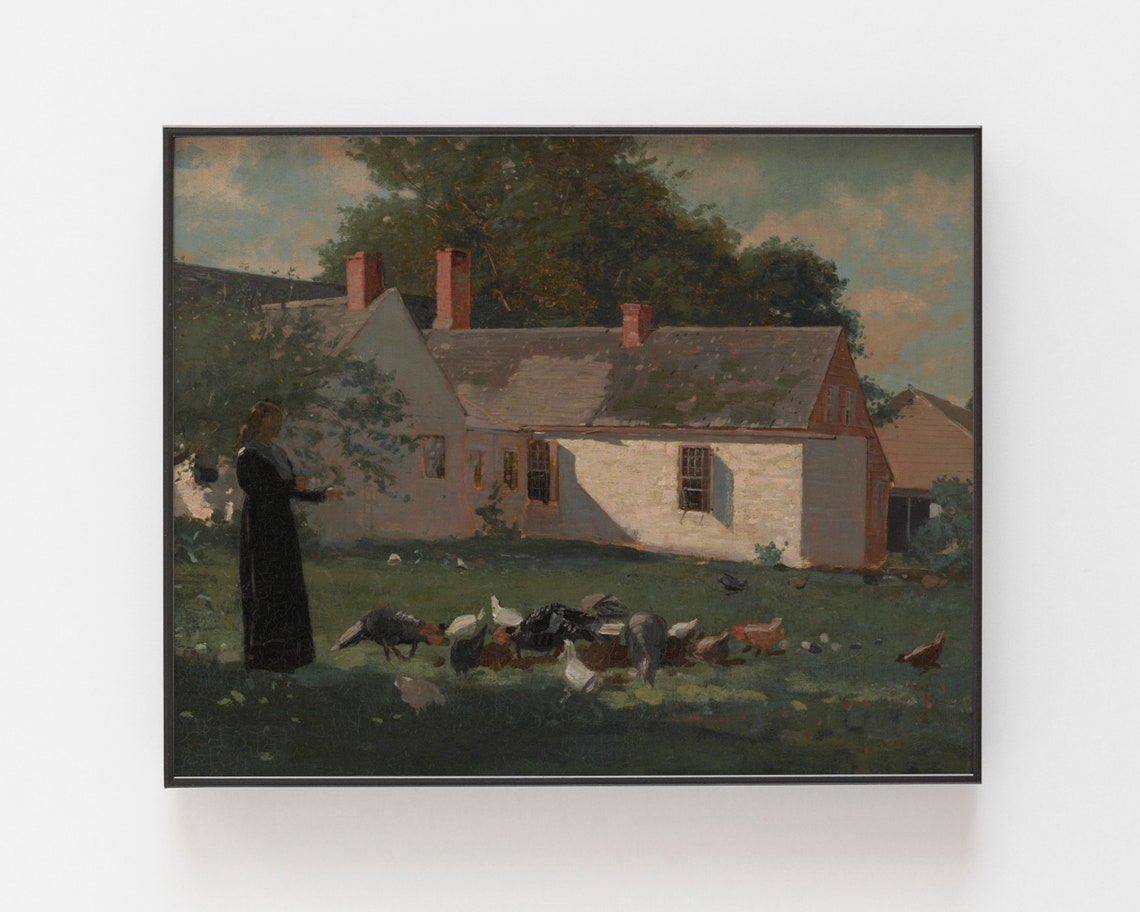Rustic Painting Landscape Wall Art Vintage Art Farmhouse Prints Farm Print Country Painting Antique Painting Art - Image 3