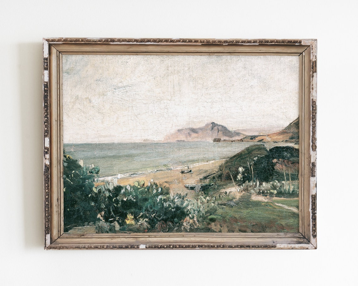 Coastal Vintage Landscape, Tropical Art Print