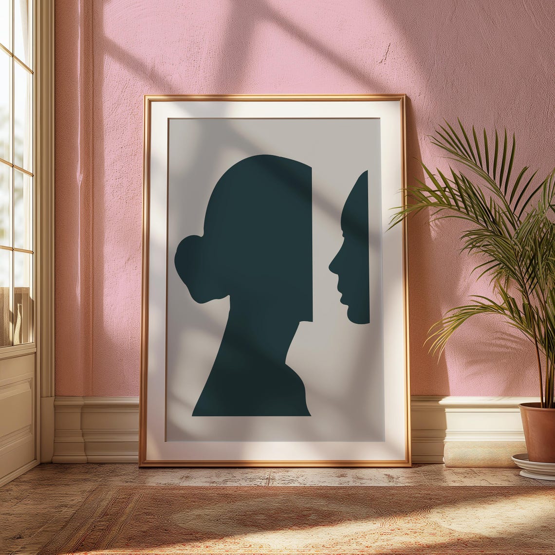 Elegant Dual Silhouette Profiles Modern Minimalist Decor Poster