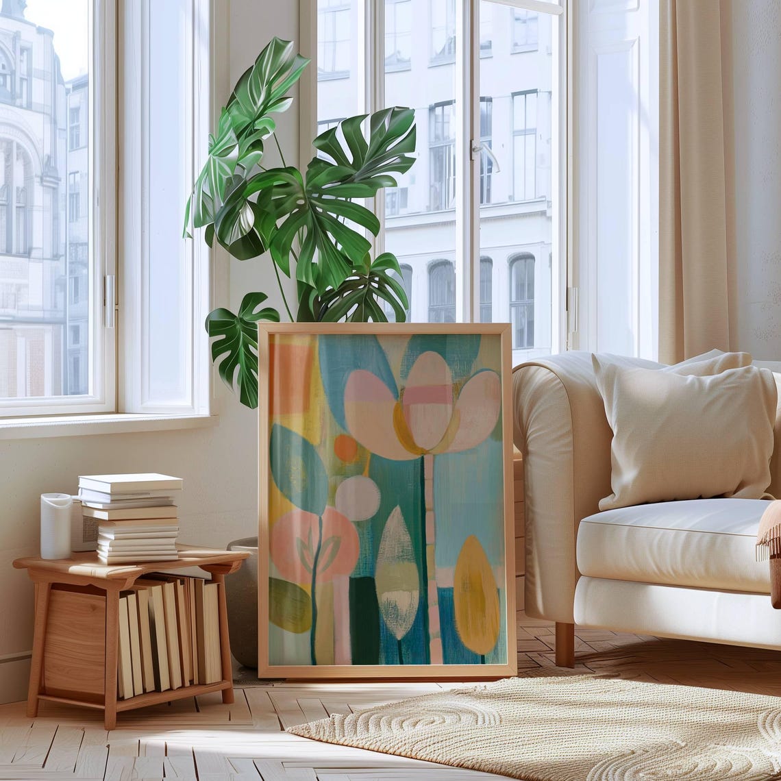 Abstract Flower Oil Painting, Floral Wall Art Print - Image 2