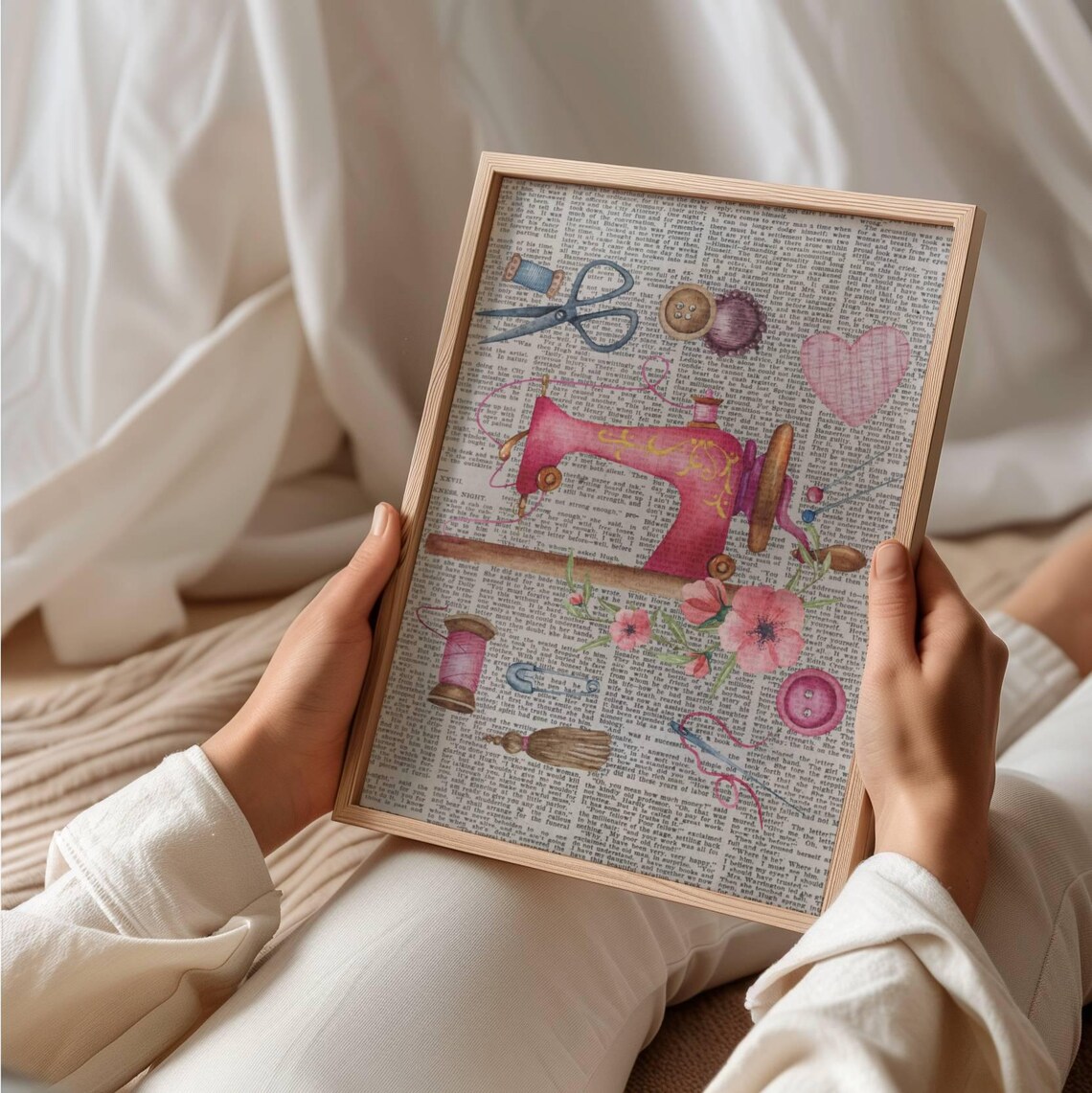Sewing Machine Christmas Art Print, Sewing Room Decor - Image 2