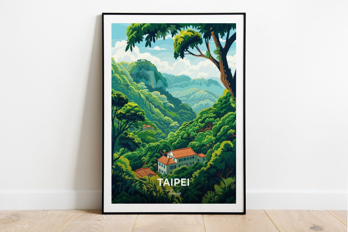 Taipei Taiwan Yangmingshan Lush Green Mountain Valley Scene Poster