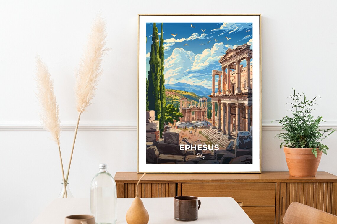 Ephesus Turkey Library Of Celsus Ancient Facade Travel Poster - Image 2