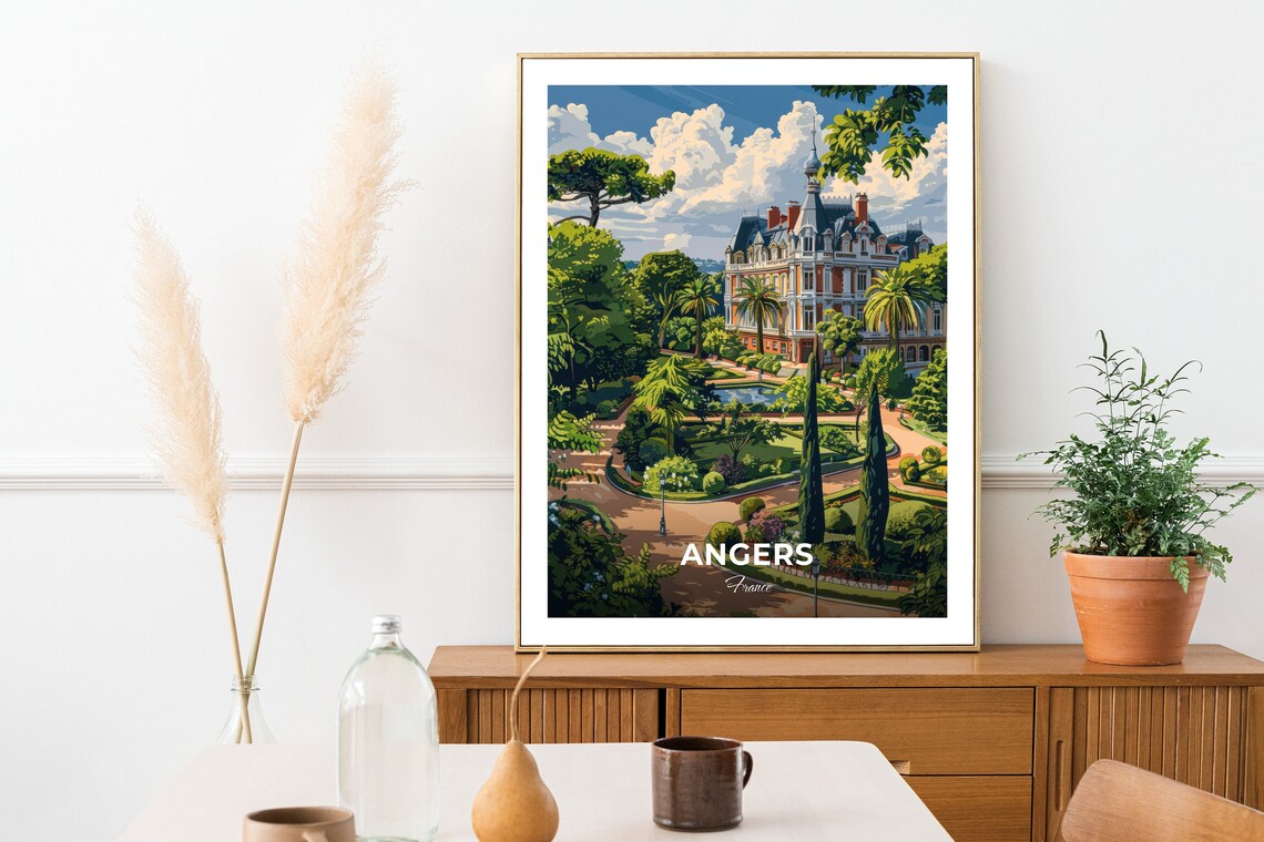 Angers France Garden Grand Chateau Grounds Trees Travel Poster - Image 2