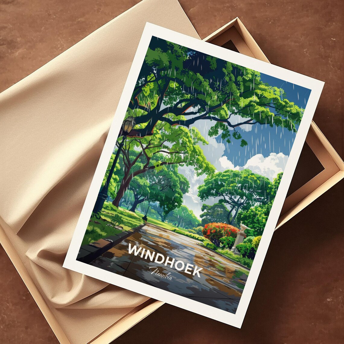 Windhoek Namibia Rainy Garden Park Path Modern Travel Poster - Image 4