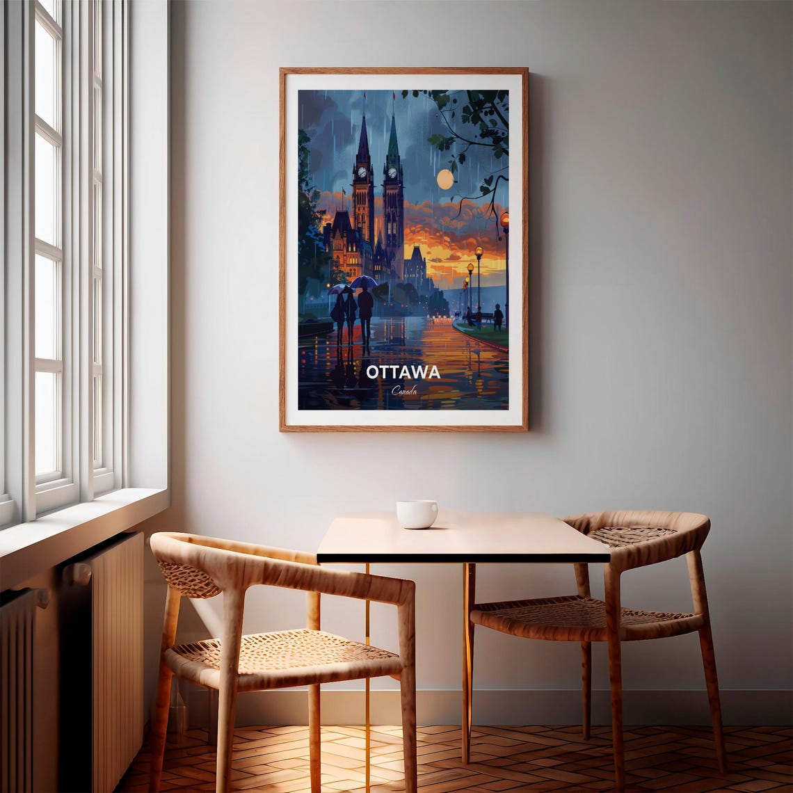 Ottawa Canada Parliament Hill Rainy Dusk Reflections Travel Poster - Image 3
