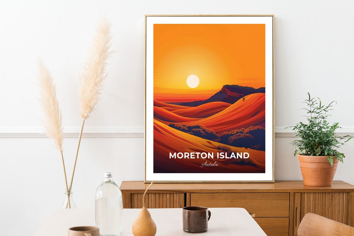 Moreton Island Australia Sunset Over Sand Dunes Travel Poster - Image 3