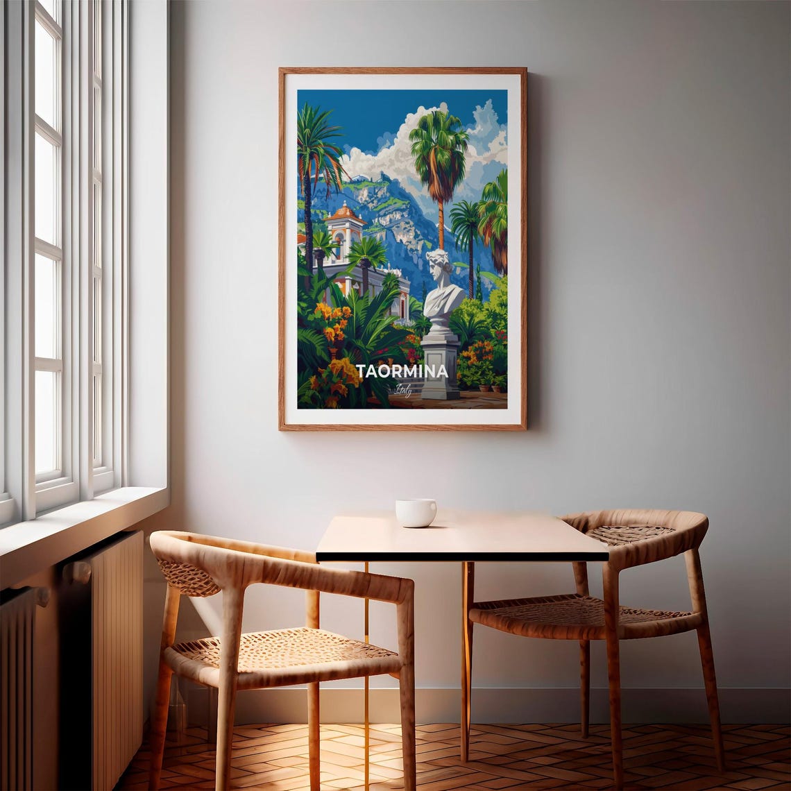 Taormina Travel Poster Public Garden Of Taormina City Print Cityscape Artwork Birthday Wedding Gift Wall Art Location Print - Image 3