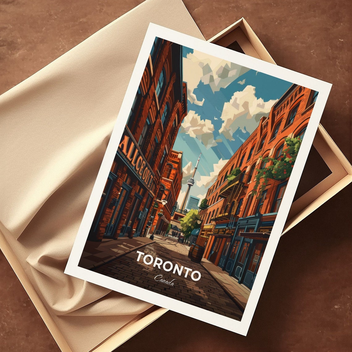 Toronto Distillery District Brick Lane CN Tower Skyline Canada Poster - Image 3