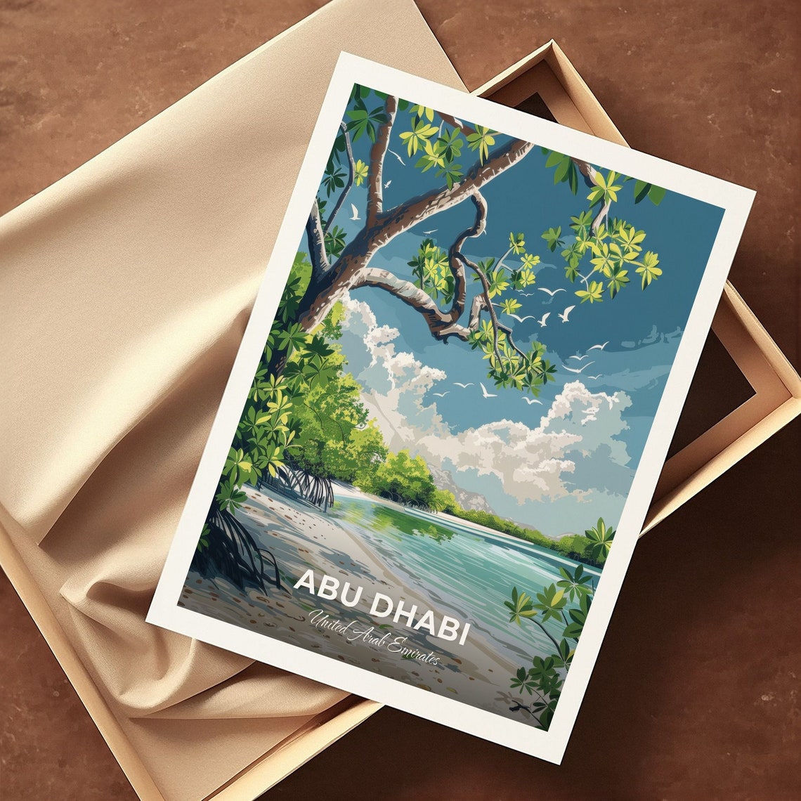 Abu Dhabi Mangrove National Park Beach Shoreline Trees Travel Poster - Image 3