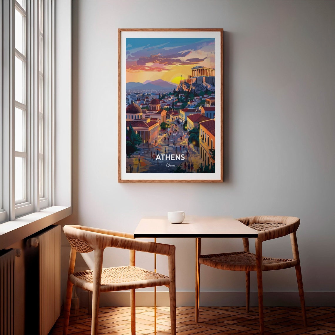 Athens Greece Acropolis Over the City at Sunset Travel Poster - Image 2
