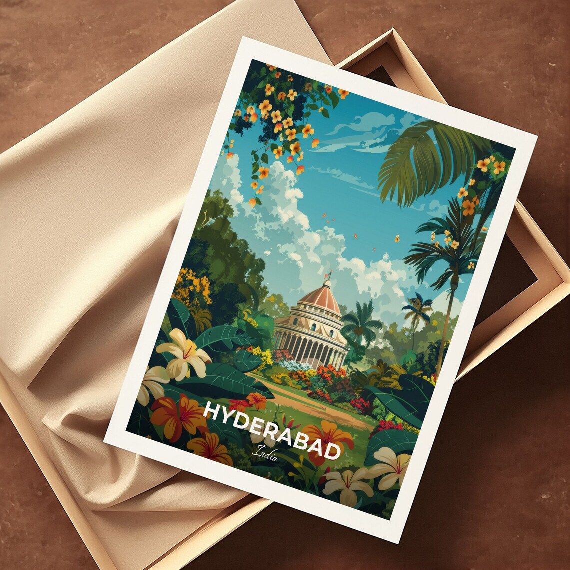 Hyderabad Botanical Garden Domed Pavilion Tropical Travel Poster - Image 3