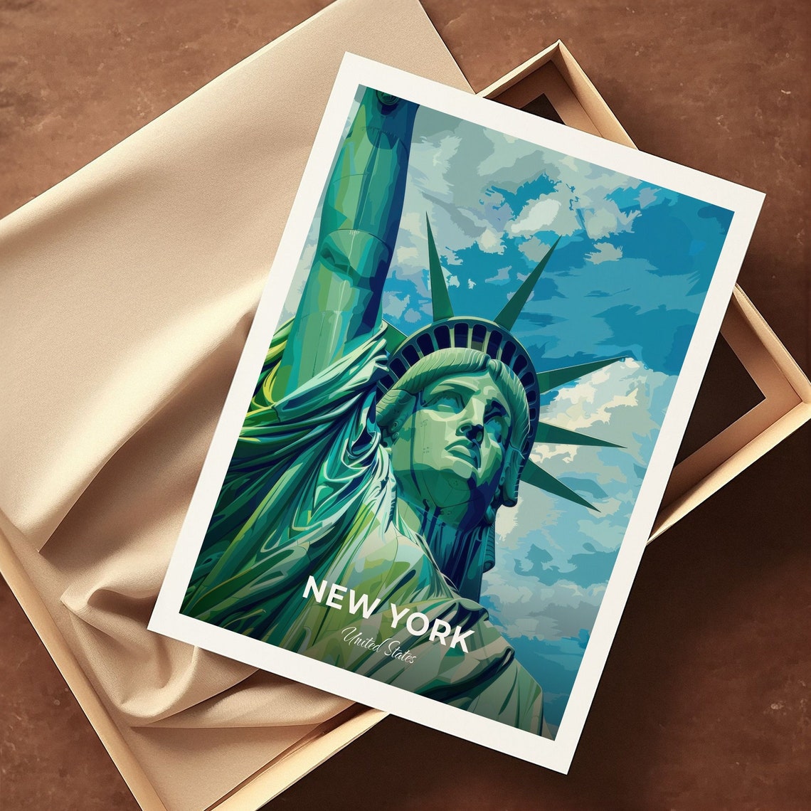 New York Statue Of Liberty Travel Poster Iconic Landmark Green Art - Image 3