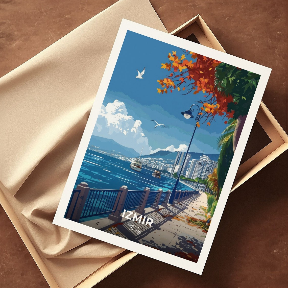 Izmir Turkey Kordon Waterfront Promenade Travel Poster Seaside Art - Image 3