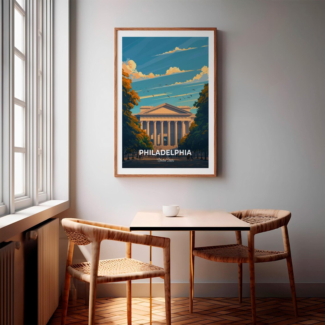 Philadelphia USA Neoclassical Columns Landmark Vintage Travel Poster - Image 3