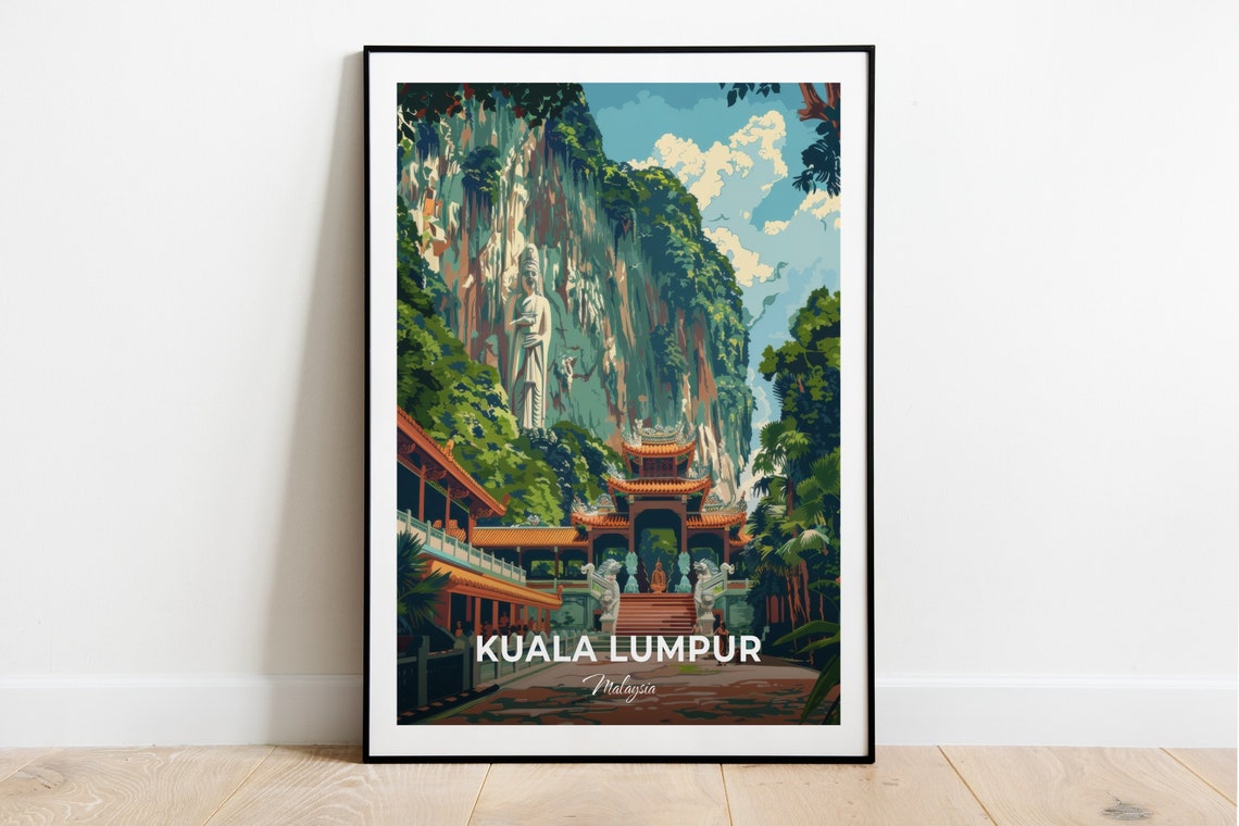 Kuala Lumpur Malaysia Batu Caves Hindu Temple Beneath Cliff Poster