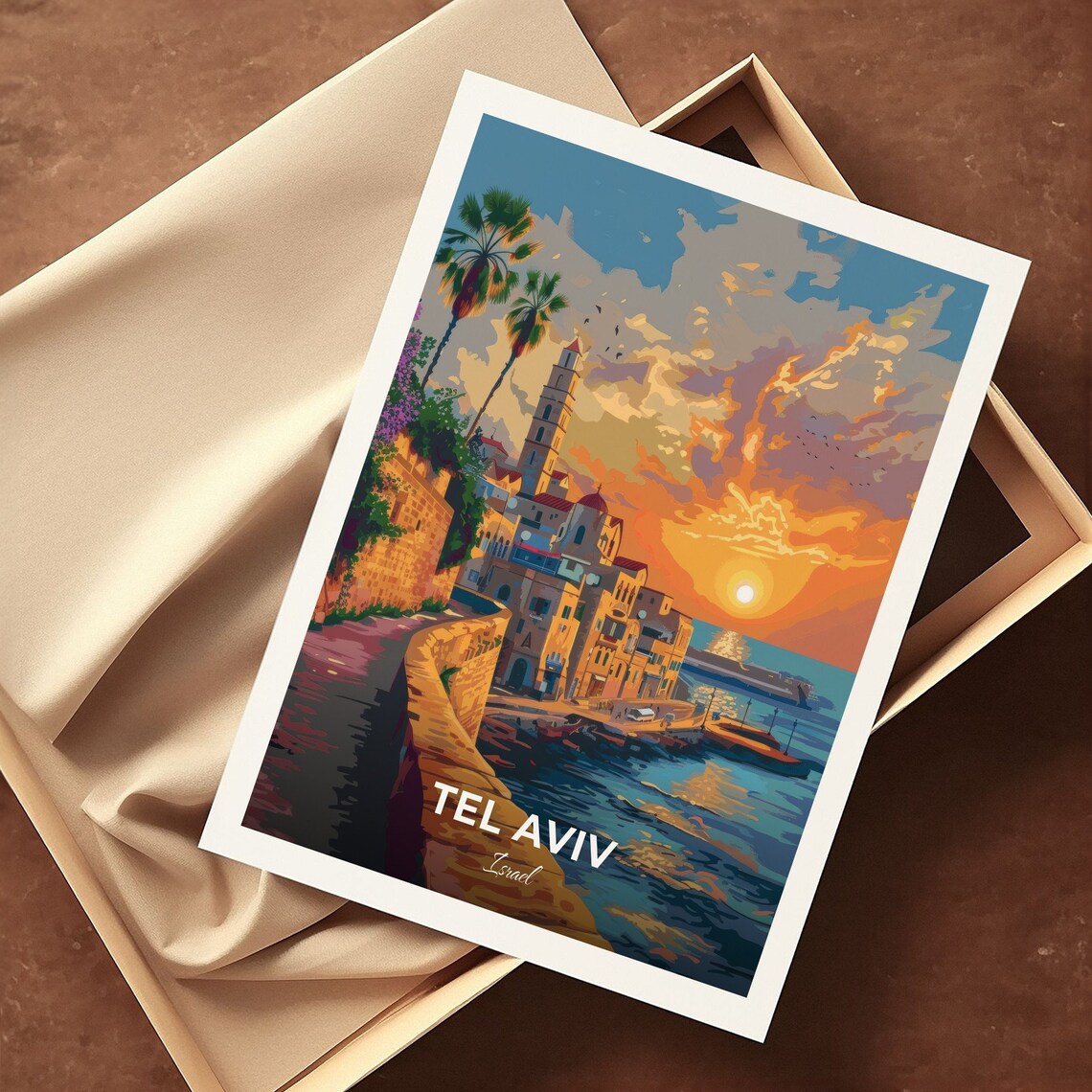 Tel Aviv Jaffa Old City Harbor Promenade Sunset Israel Travel Poster - Image 3