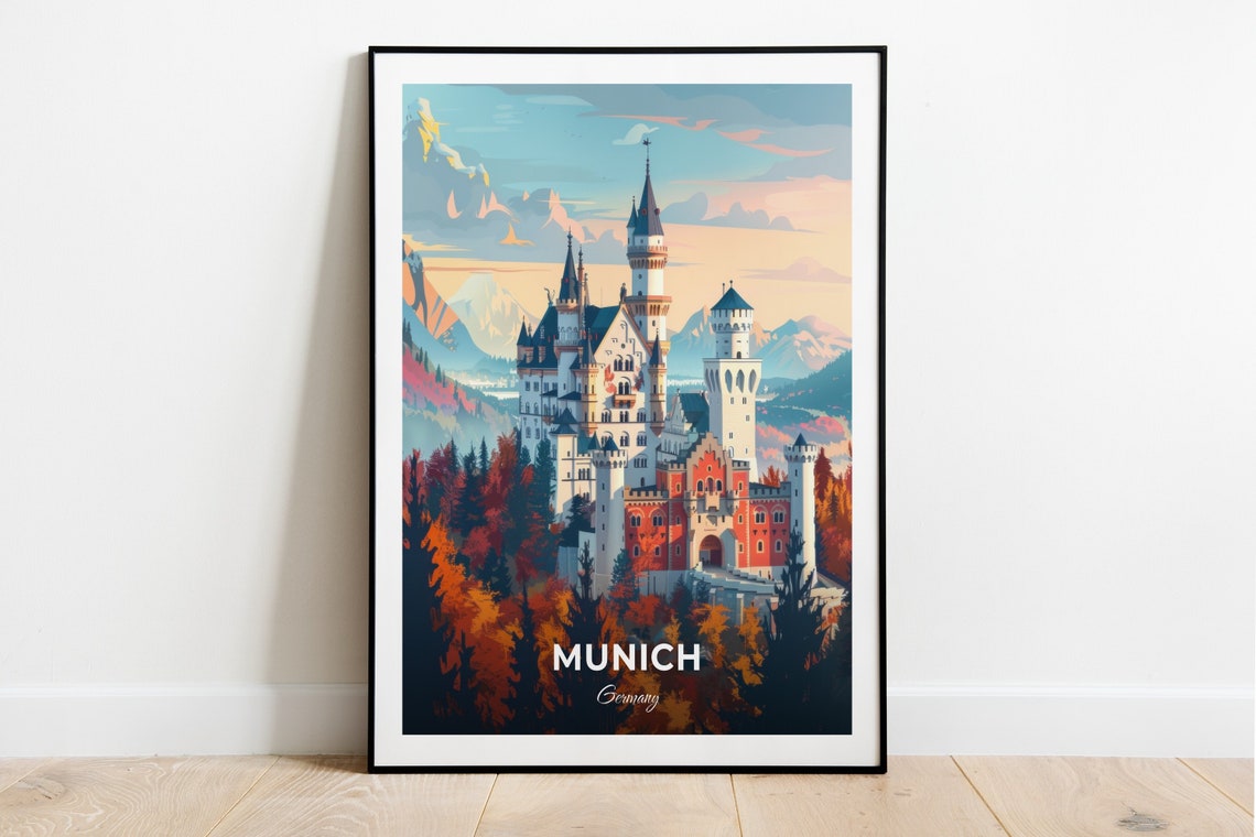 Neuschwanstein Castle Munich Germany Fairytale Travel Poster