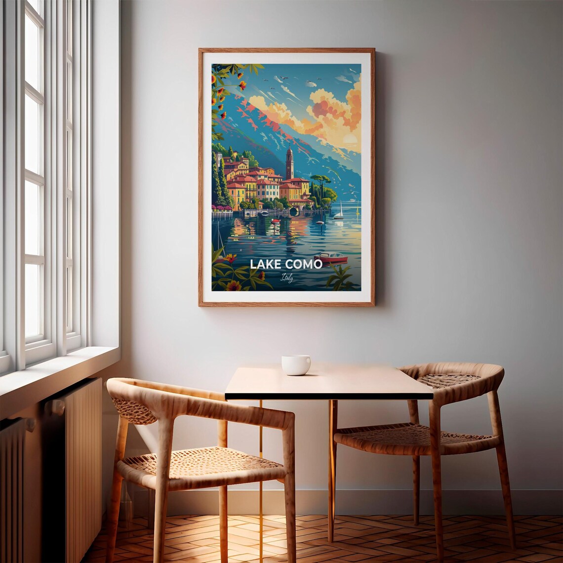 Lake Como Italy Lakeside Town Boats Mountain Shore Travel Poster - Image 3